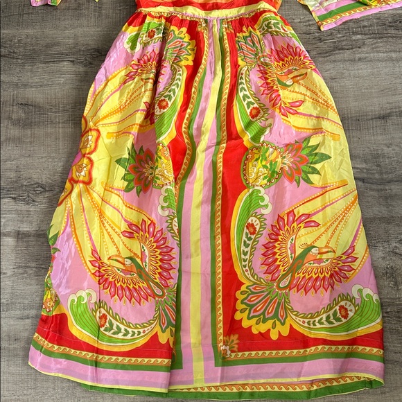 NWT Farm Rio Beach Toucans Scarf MIDI dress- multicolor - Picture 8 of 11